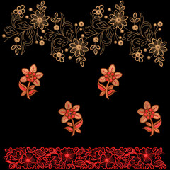 Floral embroidery border laces design for digital and textile print on fabric.
