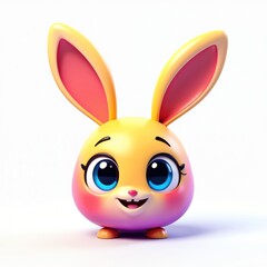 Obraz premium Vibrant cartoon bunny character, large expressive eyes, oversized ears. Pastel colors, gradient design. Suitable for children animation, merchandise, toys. Playful, joyful, friendly animal