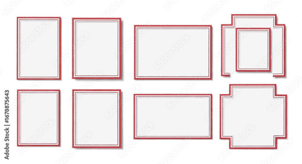Poster vector icons set of collection of red outlined geometric frames and borders for design. eps editable