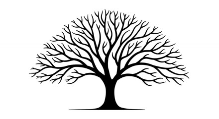 Naklejka premium Simple black bare tree silhouette graphic design
