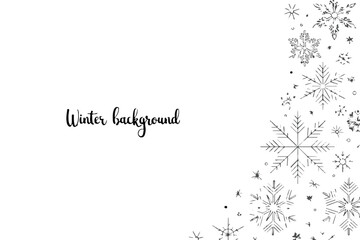 elegant winter holiday background vector with scattered snowflakes line art illustration for festive design projects