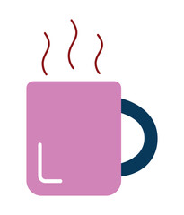 Hot coffee mug icon vector illustration,Steaming cup for a hot beverage in flat design