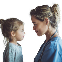 nurse with little girl patient on transparent png background