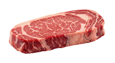Raw Wagyu Beef Steak, transparent background, cutout PNG