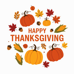Happy Thanksgiving Celebratory Autumn Harvest Illustration