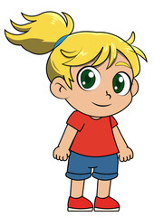 Cute Cartoon Girl Character with Blonde Hair