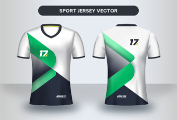 Modern Geometric Sport Jersey Vector Template in Green and White