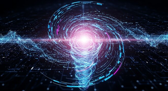 Abstract Digital Vortex Technology Concept.