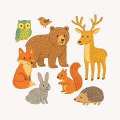 Naklejka premium Charming woodland animals illustration.