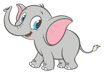 Fototapeta premium Cheerful Cartoon Elephant Character with Playful Expression and Gentle Colors Ideal for Children's Illustration