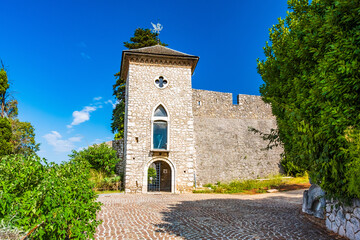 Stone walls of Trsat fortress in Rijeka, Croatia