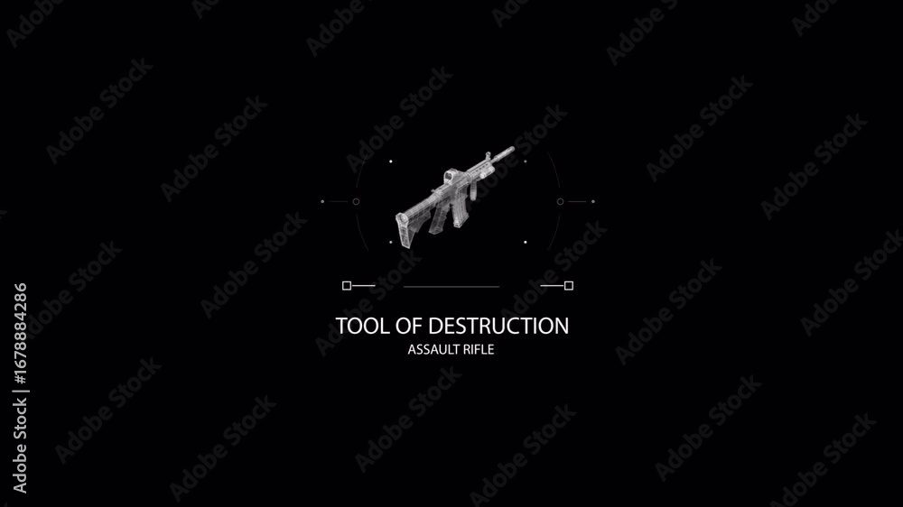 Aufkleber dynamic sci-fi hud scan: wireframe assault rifle, 