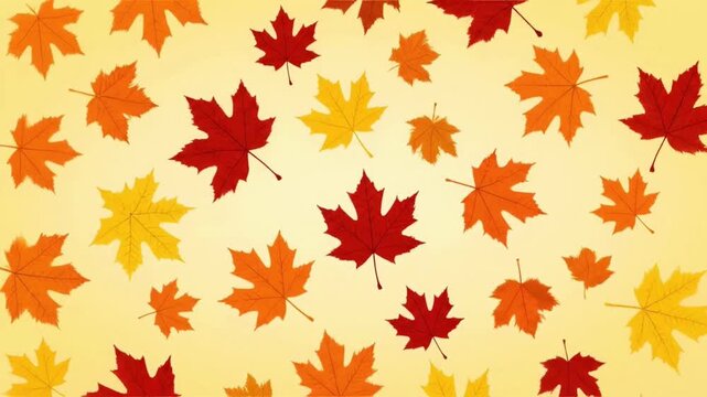 A vibrant background of colorful falling autumn maple leaves.