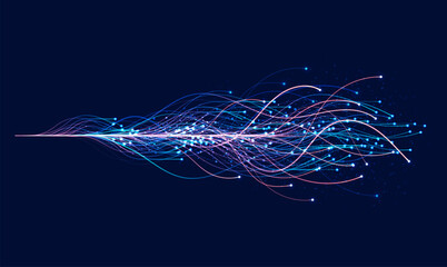 Ai technology. Concept of artificial intelligence. Blue and dots lines. Digital, communication, science, networks