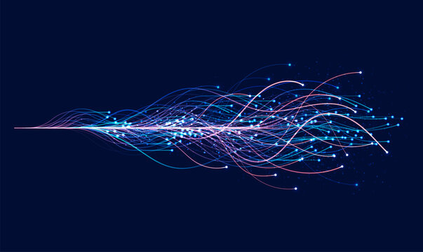 Ai technology. Concept of artificial intelligence. Blue and dots lines. Digital, communication, science, networks