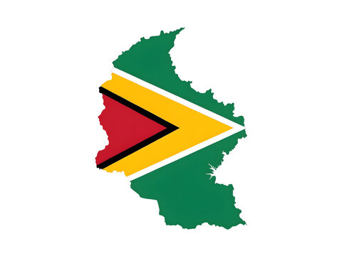 Guyana map with flag isolated on transparent background