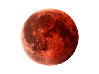 A blood moon isolated on transparent background