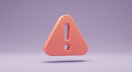 3D Rendered Coral Exclamation Mark Warning Symbol Floating