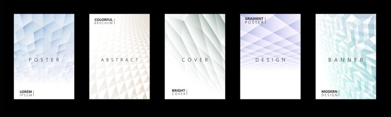 Collection of abstract futuristic covers, templates, placards, brochures, banners, flyers, backgrounds. Modern creative 3d textured posters. Vector color polygonal geometric templates