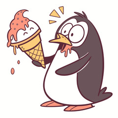 Penguin with Ice Cream 1