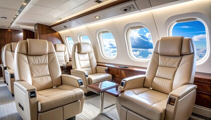 Naklejka premium Luxurious private jet cabin interior