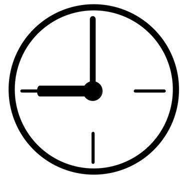 Clock Line Art Pointing at 9 O'clock &ndash; Morning Time Icon Illustration