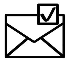 Email with Checkmark Icon Line Art – Verified, Confirmed or Completed Message Illustration
