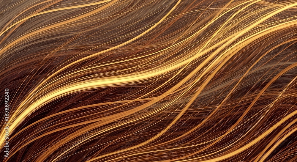 Aufkleber abstract golden flowing lines on a dark background, creating a dynamic and elegant design.