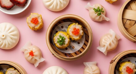 Assortment of Delicious Dim Sum Dishes.
