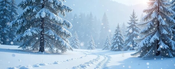 Mesmerizing Heavy Snowfall Blankets Pristine Winter Landscape Softly Falling Snowflakes Create a Magical, Ethereal Atmosphere, Perfect for Winter Holiday and Nature Themes.