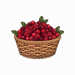 Freshly Picked Ripe Red Berries in a Woven Basket