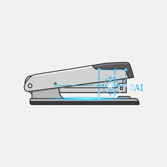 Silver and gray stapler on a light gray background.