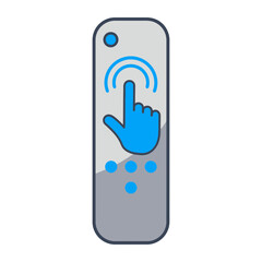 Remote control with a hand icon and buttons.