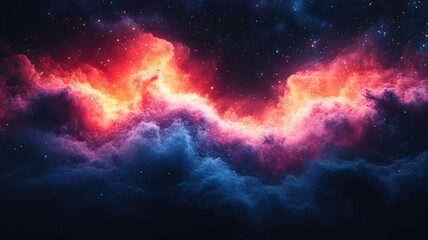 Fototapeta premium Vibrant Cosmic Cloud in Deep Space cosmic vibrant cloud universe cosmos nebula galaxy stars stardust astronomy science abstract background pattern texture gradient colorful red orange pink purple blue