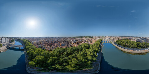 Aerial view of the historic centre of Rome. Italy
