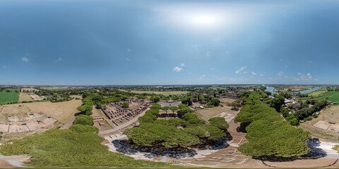 Ruins of Ostia Antica ancient roman city and port. Rome, Italy