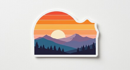 Minimalist Mountain Range at Sunrise Sticker