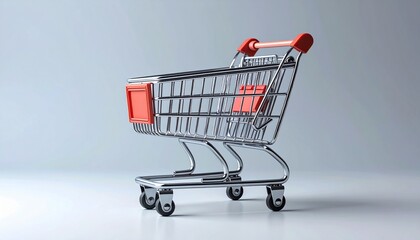 A clean vector style of a shopping cart isolated on a plain background
