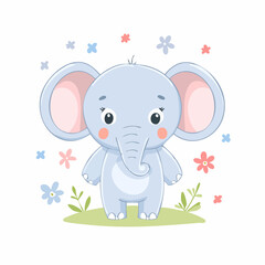 Fototapeta premium Fröhlicher Elefant im Kinderstil