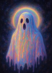 Ethereal ghost with vibrant colors.