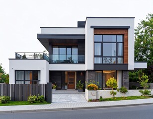 modern city house or villa isolated on white background