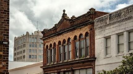 Fototapeta premium Downtown Pensacola Historic Building: A Glimpse into Florida's Architecture and Old City Skyline