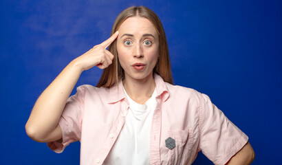 looking surprised, open-mouthed, shocked, realizing a new thought, idea or concept