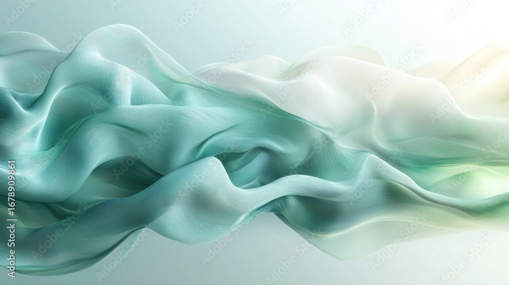 Aufkleber abstract flowing teal and white fabric abstract fabric flowing teal white background texture pattern