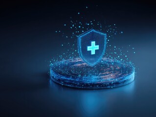 Futuristic Healthcare Technology and Medical Data Protection Concept.