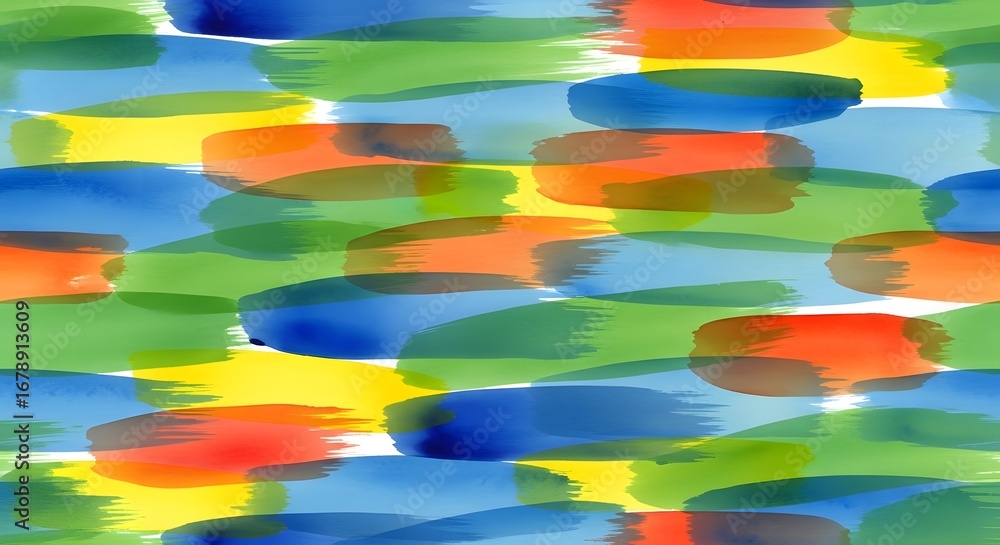 Aufkleber abstract watercolor painting with overlapping brushstrokes in various vibrant colors, creating a dyn