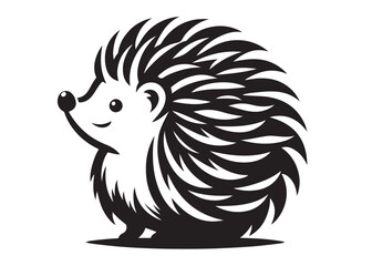hedgehog logo silhouette vector, hedgehog vector silhouette logo illustration, cute hedgehog vector silhouette, hedgehog logo silhouette vector on white background © Adobe design