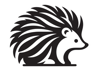hedgehog logo silhouette vector, hedgehog vector silhouette logo illustration, cute hedgehog vector silhouette, hedgehog logo silhouette vector on white background © Adobe design