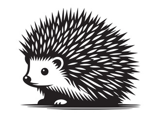 hedgehog logo silhouette vector, hedgehog vector silhouette logo illustration, cute hedgehog vector silhouette, hedgehog logo silhouette vector on white background