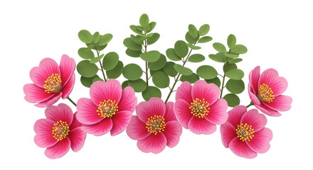 Isolated Pink Flowers and Green Eucalyptus